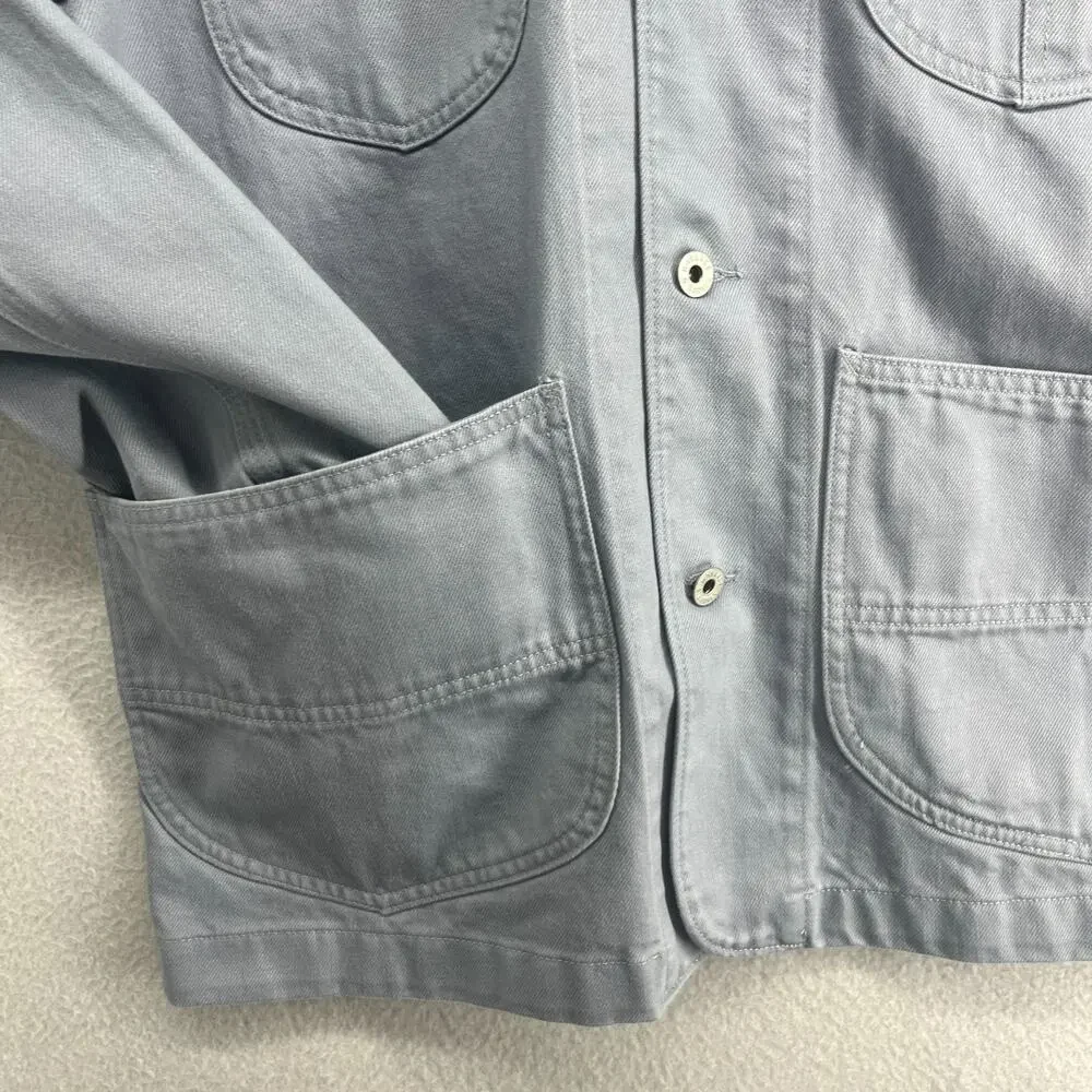 WALLACE & BARNES Jacket Mens M Corduroy Collar Chore Barn Coat Twill Cotton Blue